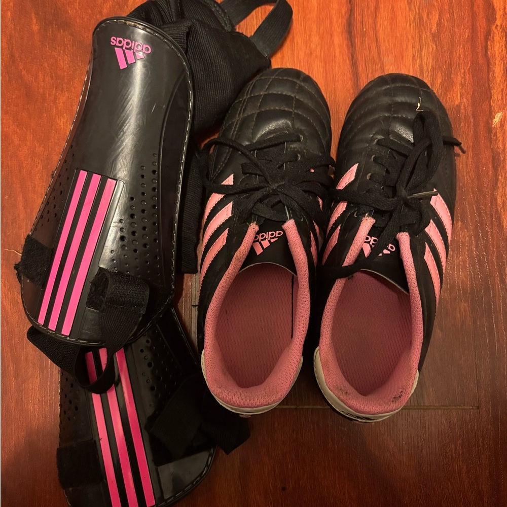 Adidas Kids Black and Pink Sneakers